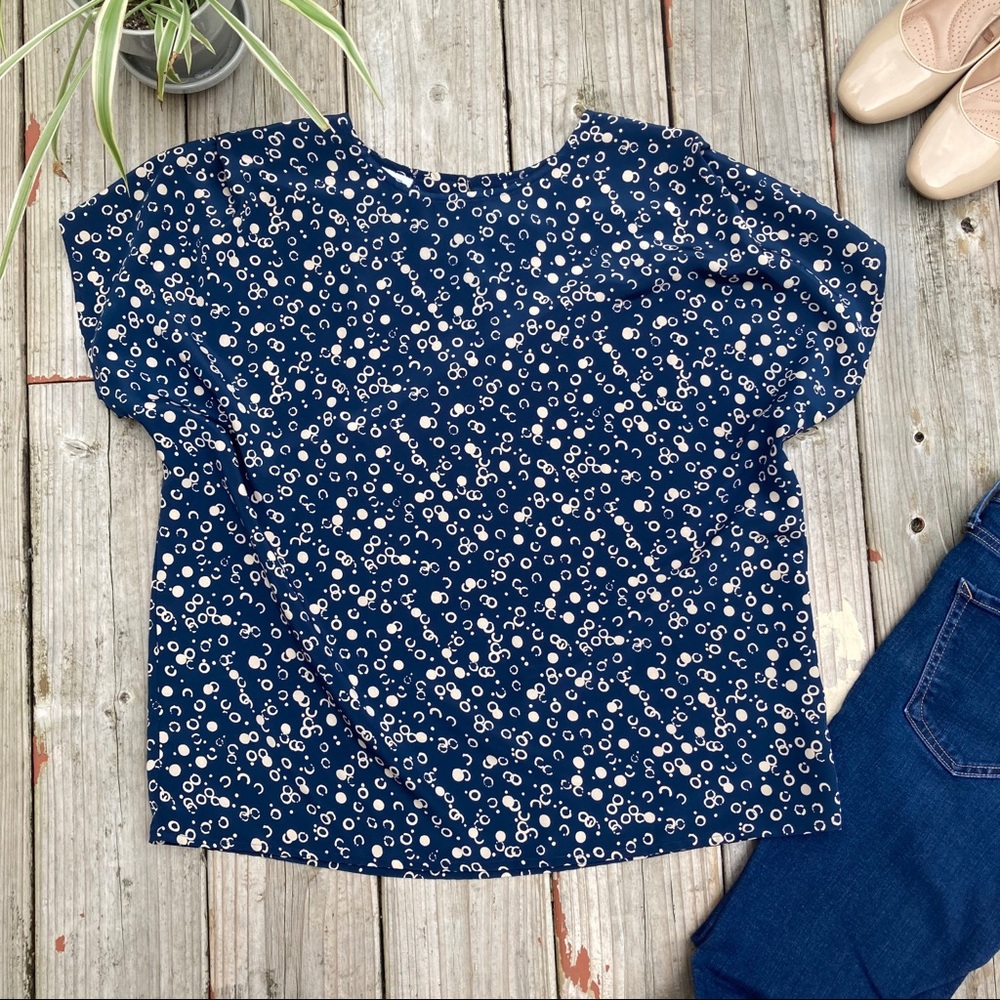 Haberdashery Blue Polka Dot Print Vintage Blouse